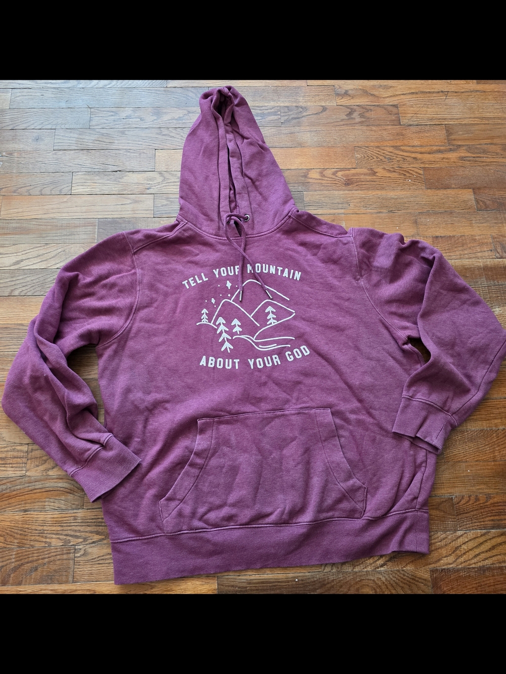 Women's Maroon Pullover Hoodie with Mountain Graphic